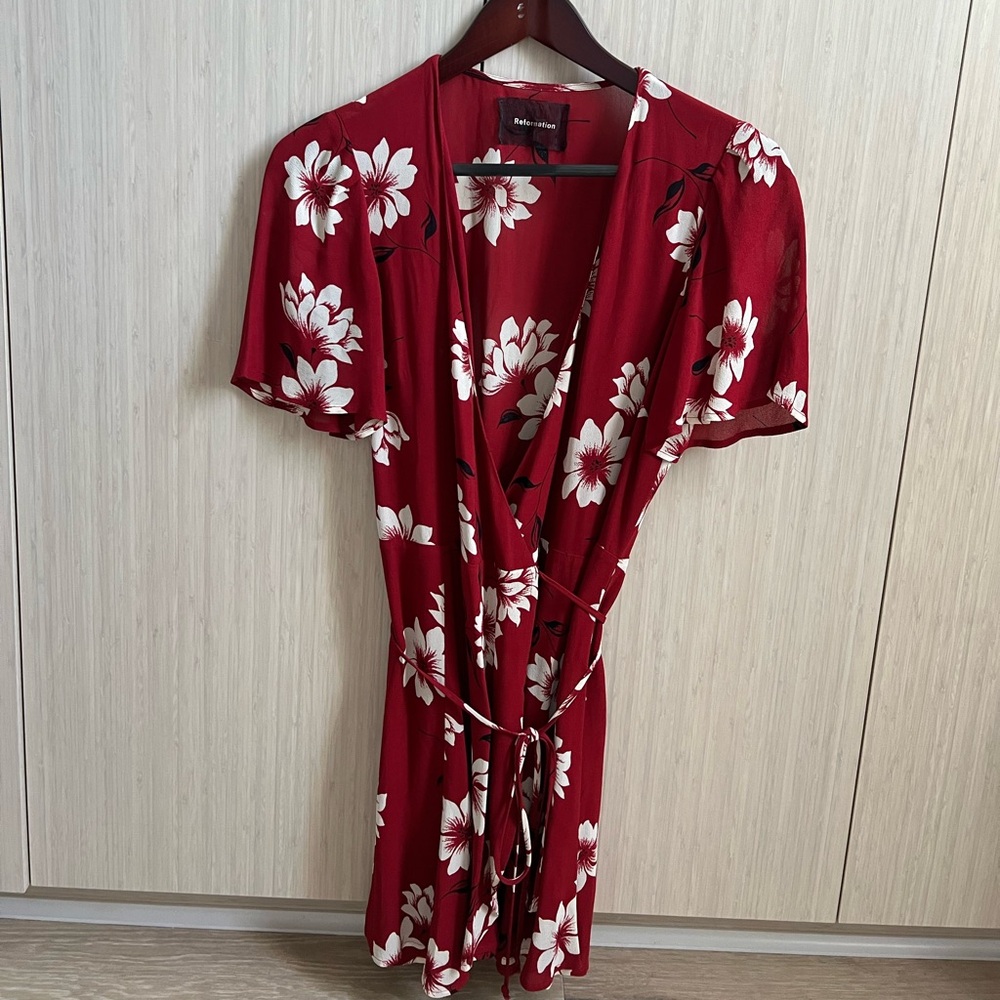Reformation red wrap dress